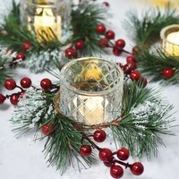 PVC-Kiefernnadeln mit Roten Beeren, Künstliche Grüne Kiefernnadel-Ringe, Kränze, Kerzenhalter-Ring für Weihnachtsdekoration