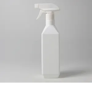 Yüksek kaliteli deterjan plastik şişe 500ML Hdpe boş beyaz kare fısfıs püskürtücü şişe