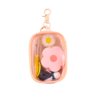 Kit de couture miniature transparent, simple, multicolore, imperméable, avec ciseaux en acier inoxydable, démarreur de fil, mètre ruban et coupe-fil – Ensemble complet