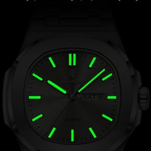 POEDAGAR Square Fashion Men's Wristwatch Week Date Stainless Steel Quartz Man <b>Watch</b> Luminous Waterproof Business <b>Watches</b> for Men - Product Image 6