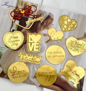 Nouveau Cupcake Acrylique Gâteau Topper Mon Amour Coeur Forme Gâteau Disques pour <span class=keywords><strong>Happy</strong></span> Valentines Day Joyeux Anniversaire Gâteau Accessoires - Product Image 1