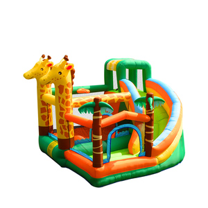 Château sautant de qualité commerciale et maison de rebond gonflable de château plein d'entrain de glissière mignonne en forme de girafe à vendre - Product Image 1