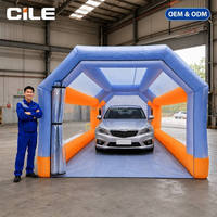 Cabine de peinture gonflable 7x4x3m en tissu Oxford 210D, tente de pulvérisation automobile portable, station de peinture de carrosserie avec souffleur 750W