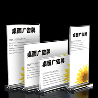 Support de table en acrylique transparent personnalisé en forme de T, format A4, pour liste de prix, présentoir de table en acrylique transparent