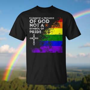Camiseta Rainbow A Promise Of God Not A Symbol Of Pride, color negro, unisex, talla para adultos M L XL XXL - Product Image 3