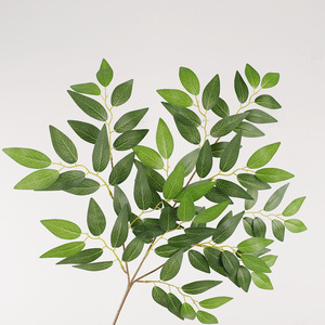 QIHAO Artificial Oleaster Leaves Green Plastic Silk Flowers High Simulation Wedding Decor Indoor Use - Product Image 4