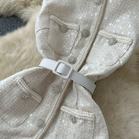 Ensemble élégant de deux pièces pour femmes, veste sans manches avec ceinture et jupe longue plissée, pour un usage quotidien