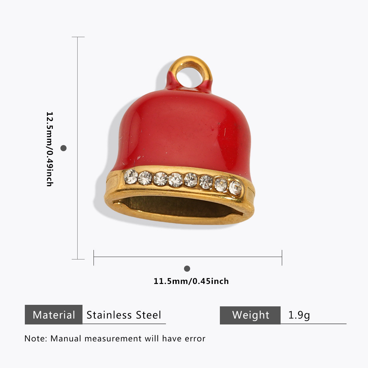 Pendentif cloche en émail et diamant-rouge