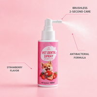 Spray buccal pour animaux de compagnie, saveur fraise, éliminateur de mauvaise haleine, nettoyant pour dents, soin des gencives, hygiène buccale, 100 ml, pour chiens et chats, vente en gros OEM