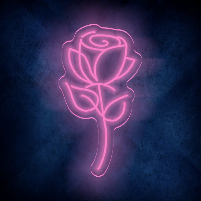 ไฟสัญญาณนีออน LED รูปดอกกุหลาบตกแต่งบ้านสำหรับตกแต่งผนังห้องนอน