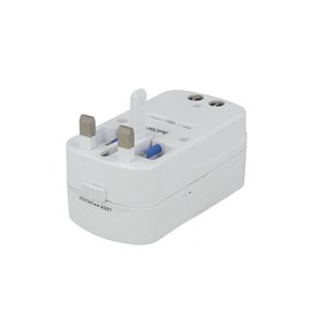 อะแดปเตอร์สำหรับเดินทางแบบสากลที่มีการป้องกันการโอเวอร์โหลด2 USB 5V 2A 3พินสำหรับยุโรปสหราชอาณาจักรสหรัฐอเมริกาสหรัฐอเมริกา SKU-8704 - Product Image 3