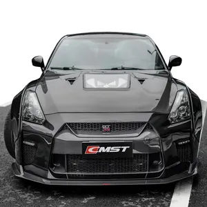 Kit de carrocería para nissan gtr r35, parachoques delantero y trasero, campana ancha, difusor de fibra de carbono, faldas laterales, capó, maletero