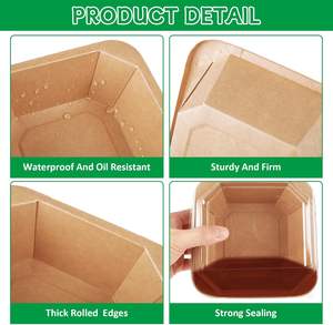 Restaurant Packaging Pasta Takeaway Box Disposable Fast Food Container Kraft Square Octagonal Paper Plates & <b>Bowls</b> with Lid - Product Image 3