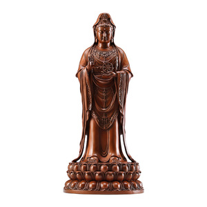 Estatua de Buda Guanyin de pie de Copper World, figura de cobre fundido a mano para adoración en interiores, decoración de sala de estar - Product Image 4