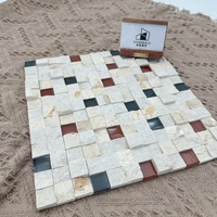 Mosaïque de carreaux de marbre naturel beige à jet d'eau coloré, style parquet, pour crédence de cuisine de villa, salle de bain, style métro, rustique, unique et irrégulier