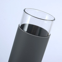 Gobelet en verre personnalisé avec logo, 20 oz, bouteille d'eau en verre, paille, manchon de protection en silicone, couvercle en bambou, sans BPA, tasse en verre de 500 ml