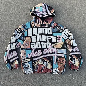 Produttore Hoodi Jacquard girocollo <span class=keywords><strong>Anime</strong></span> felpa da uomo tessuto abbigliamento giacca Streetwear maglione personalizzato arazzo felpa con cappuccio - Product Image 3