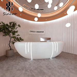 Mostrador de Recepción Semicircular de Fibra de Vidrio para Salón de Belleza, Estilo Personalizado, Fabricante, para Spa Médico y Estético - Product Image 1