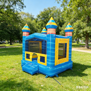 Château gonflable commercial en PVC bleu de haute qualité pour enfants, idéal pour les fêtes en extérieur et l'usage domestique - Product Image 4