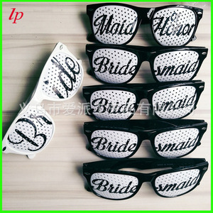 Bride Bridesmaid Sunglasses White Black Frame Party <b>Wedding</b> <b>Props</b> LPP4198 - Product Image 3