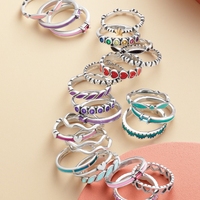 Bague superposée pour femme en argent sterling S925 James Avery avec émail coloré, bijoux vintage haut de gamme en gros