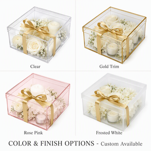 Caja de Regalo Acrílica Transparente con Tapa Acrílica a Juego, Grabado de Nombre Personalizado, Recuerdo Hecho a Mano, Moderno, para Boda o <span class=keywords><strong>Bautizo</strong></span> - Product Image 3