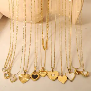 2023 Vintage bijoux personnalisé coquille naturelle coeur plaqué or Zircon amour coeur forme pendentif collier à breloques pour les femmes bijoux