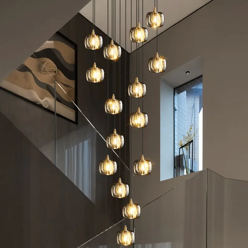 Balls Pendant Lights Modern Ball Lamps Long Stairwell Chandelier Crystal Hanging Glass Nordic Luxury LED Metal 90 1 Pc 50000