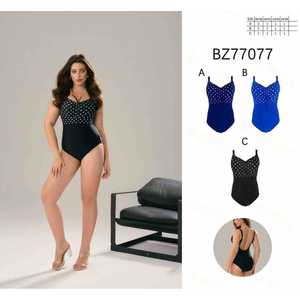 Costume da bagno intero da donna taglie forti con scollo a V, arricciato, controllo pancia, senza schienale, per l'estate e la spiaggia, all'ingrosso, nuovo BZ77077 - Product Image 1