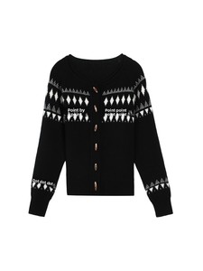 <span class=keywords><strong>Cardigan</strong></span> Elegante Vintage <span class=keywords><strong>Nero</strong></span> in Maglia per <span class=keywords><strong>Donna</strong></span>, Top in Maglia a Maniche Lunghe per Uso Quotidiano |   Personalizzazione Accettata, Realizzato Secondo il Tuo Modello - Product Image 5