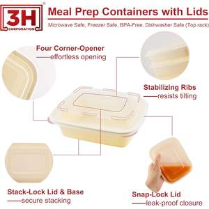 กล่องเตรียมอาหารขนาด 12 ออนซ์ แบบใช้ซ้ำได้ [แพ็ค 150 ชิ้น] กล่องใส่อาหารพร้อมฝาปิด - ปลอดสาร BPA ใช้กับไมโครเวฟ/เครื่องล้างจาน/ช่องแช่แข็งได้ - Product Image 4
