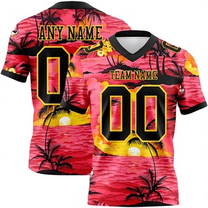 เสื้อฟุตบอลลายพระอาทิตย์ตกทรอปิคอลแบบกำหนดเองสำหรับผู้ชาย แขนสั้น คอวี พิมพ์ลายแบบซับลิเมชั่น ผ้าโพลีเอสเตอร์ ระบายอากาศได้ดี เหมาะสำหรับฤดูร้อน - Product Image 1