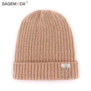 Gorro de punto de estilo Hip Hop, gorro de invierno de gran tamaño para esquiar, tejido de Color sólido, Unisex - Product Image 2