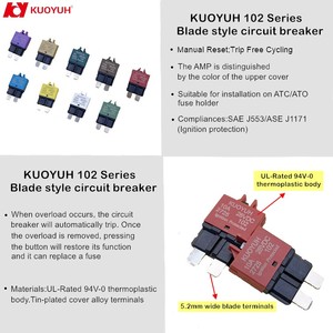 ฟิวส์แบบใบมีด KUOYUH รุ่น 102 แรงดันต่ำ แบบรีเซ็ตด้วยมือ  วัสดุพลาสติก  ขนาด 3-30A  ความสามารถในการตัดวงจร 3kA สำหรับยานยนต์ - Product Image 4
