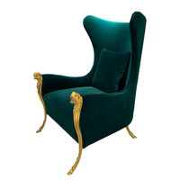 Fauteuils de luxe de style italien pour salon, fauteuil de détente à dossier haut avec pieds en métal doré