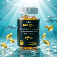 AegleWell Huile de Poisson Sauvage Oméga 3 Certifiée IFOS en Gélules Molles 1000mg 350mg EPA 250mg DHA – Soutien Cœur, Cerveau et Bien-être Quotidien