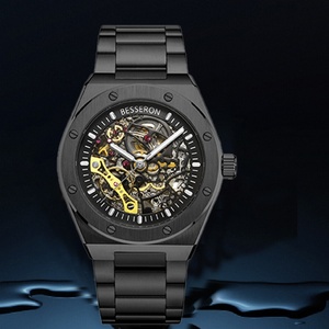 Reloj Mecánico Automático 2023, Personaliza Tu Logotipo, Esfera Esqueleto Negra, Resistente al Agua, Relojes Automáticos de Lujo para Hombre - Product Image 1