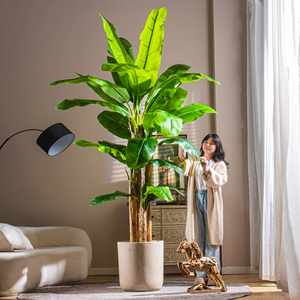 4.3FT-9.5FT Haute Simulation Emballage Grandes Feuilles Vertes Faux <span class=keywords><strong>Bananier</strong></span> Géant Arbre Artificiel pour Plantes Décoratives d'Extérieur - Product Image 1
