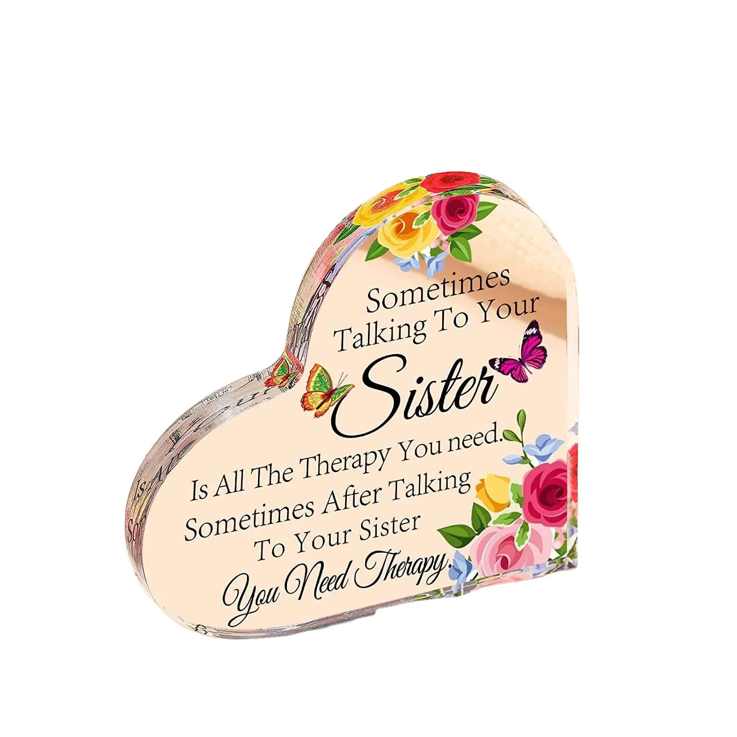 2024 new products Acrylic Heart Sister Birthday Gift Funny Quotes Plaque Gifts Personalized Table Centerpiece Gift Favors custom