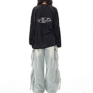 Camiseta de Manga Larga Holgada con Cuello en V, Estilo Jersey, Diseño Vintage, de Alta Gama para Mujer - Product Image 6