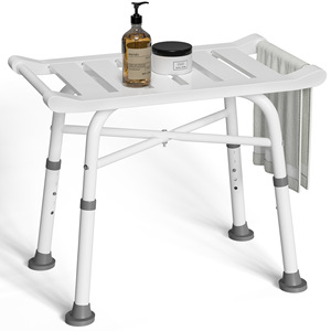 Taburete de Baño de Aluminio con Altura Ajustable, Asiento Antideslizante para Ducha e Inodoro, 61cmx34cmx47cm - Product Image 1