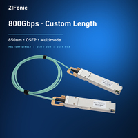 Kabel Optik Aktif ZIFonic 800G OSFP AOC 850nm Multimode 8x100G PAM4 Panjang Kustom Garansi 3 Tahun untuk Rak Pusat Data