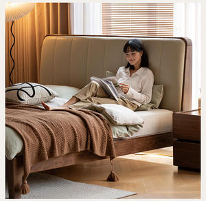 <span class=keywords><strong>Lit</strong></span> moderne nordique en chêne massif avec options <span class=keywords><strong>de</strong></span> taille Queen/King, finition noyer, tête <span class=keywords><strong>de</strong></span> <span class=keywords><strong>lit</strong></span> rembourrée, fonction <span class=keywords><strong>de</strong></span> charge - Product Image 3
