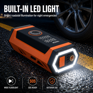 <b>Car</b> Jump Starter with Tire Inflator Portable Air Compressor 150PSI Tire Pressure Gauge Power Bank LED Light Emergency Tool - Product Image 3
