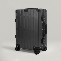 Valise classique à ouverture frontale en aluminium avec cadre entièrement métallique, poignée latérale à ressort lent, serrure à code TSA, roues silencieuses, bagage de voyage