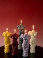 Bougie en cire de soja sculptée en forme de rose florale, décoration esthétique pour chambre à coucher, salon, fête, Diwali, Noël, Pâques