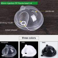 Tapa de domo para oso, desechable, de inyección, 90 mm, tapas de plástico para vasos de burbujas, material PP de grado alimenticio, tapa de panda con tapón, MOQ 500 unidades