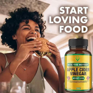 แคปซูลน้ำส้มสายชูหมักแอปเปิ้ล OEM ODM ผสมสารสกัดรากขิงและอินนูลิน 1500 มก. ช่วยควบคุมน้ำหนัก แคปซูล ACV - Product Image 3