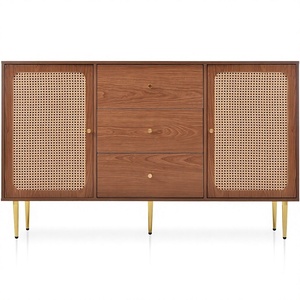 Table d'appoint moderne rétro en bois durable avec pieds en métal, montage facile, 1,5 m+, rangement pour salle à manger, salon, chambre à coucher - Product Image 4