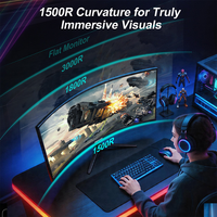 Monitor curvo para juegos de PC de 34 pulgadas WQHD 165Hz 1500R VA 1ms HDR FreeSync, pantalla ultra ancha para computadora de escritorio con bisel estrecho.